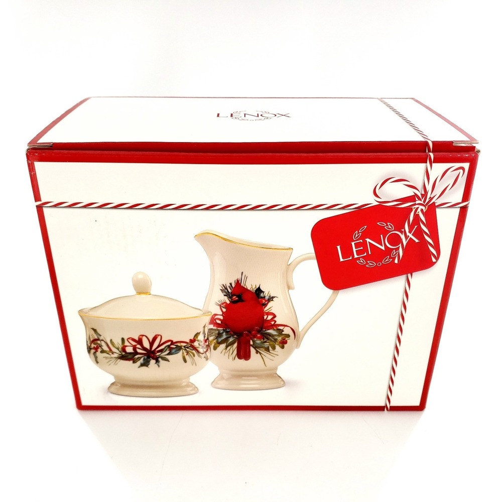 Lenox Holiday Winter Greetings Sugar & Creamer Set #847266 Brand New In Box